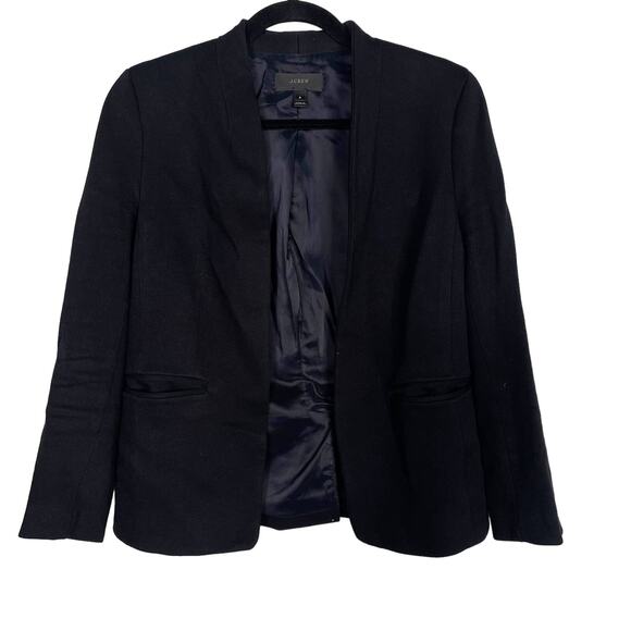 J Crew Womens 8 Black Going Out Blazer in Stretch Twill Open Front Stretch - Picture 1 of 7